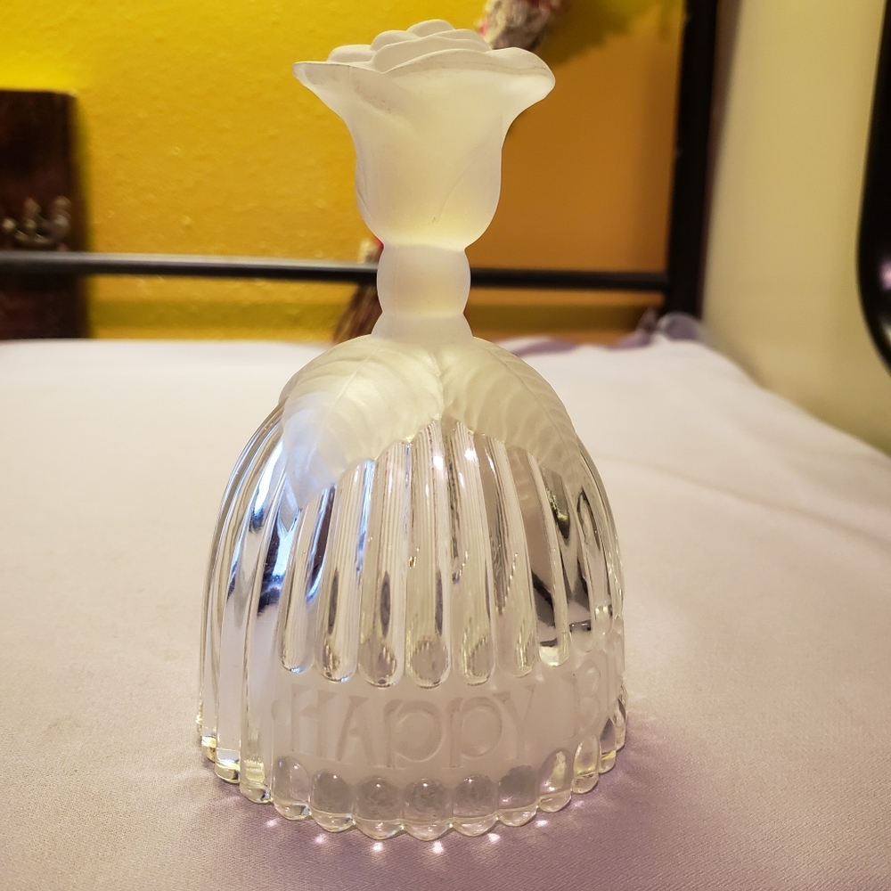 Vtg 70s Goebel Crystal Frosted Rose Birthday Bell - Picture 8 of 10